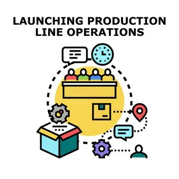 Launching production line operations concept illustration Stock Illustration