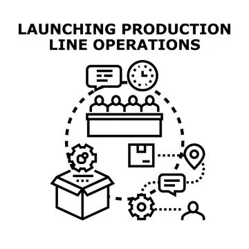 Launching production line operations concept illustration Stock Illustration