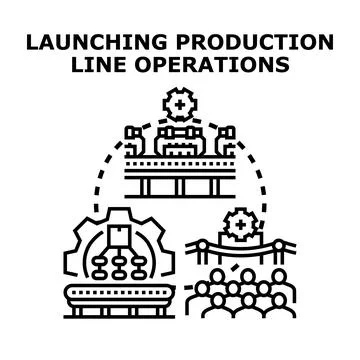 Launching production line operations new business project Stock Illustration