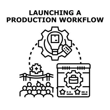 Launching production workflow new creative business process イラスト素材