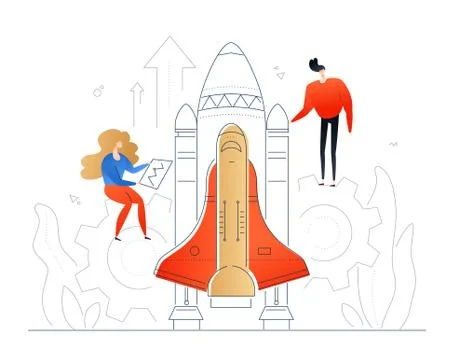 Launching a project - modern flat design style colorful illustration Stock Illustration