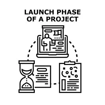 Launching project phase with business strategy and planning 스톡 일러스트