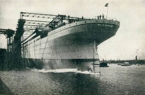 Launching Of The Rms Titanic Of The White Star Line At The Harland And Wolff Stock Photos