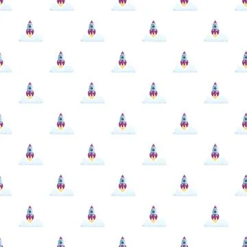 Launching rocket cartoon seamless pattern background design Stock Illustration