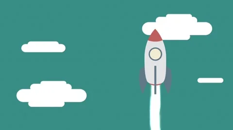 Launching Rocket - Flat Design Stock Footage 45703359