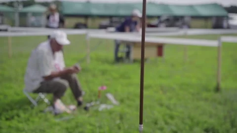 Launching a rocket glider model in a competition. Slow motion Видео 163778631