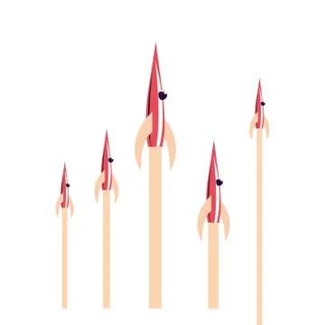 Launching rocket spaceships Illustrazione stock