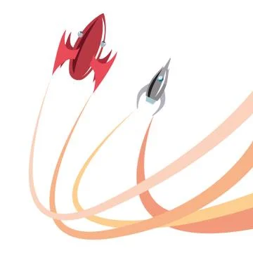 Launching rocket spaceships Illustrazione stock