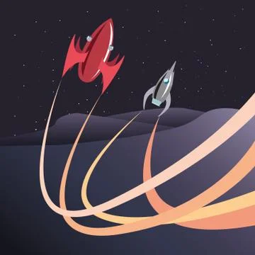 Launching rocket spaceships Illustrazione stock
