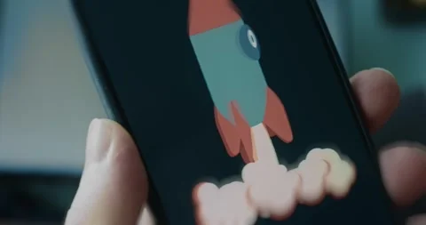 Launching rocket spinning, graphic presentation Stock Footage 313497613