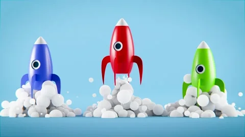 Launching a rocket - start-up or career theme Видео 166045014