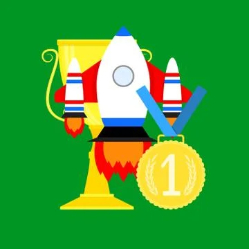 Launching rocket startup Stock Illustration