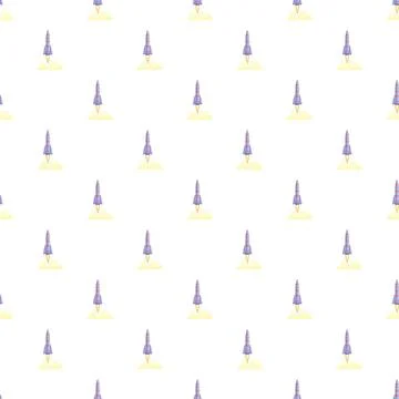 Launching rockets creating seamless pattern with rising smoke Stock Illustration