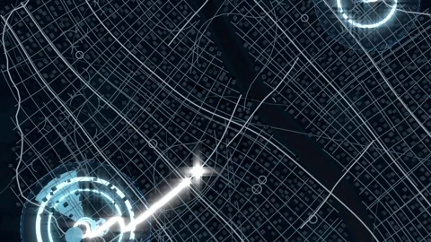 Launching signal after pulse from left radar node, crossing digital grid, Stock Footage 339193940