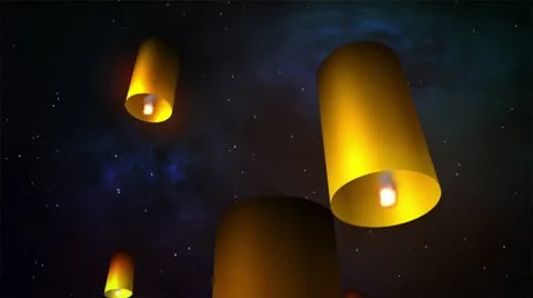 Launching sky lanterns Stock Footage 10571256