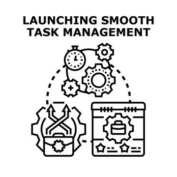 Launching smooth task management process development illustration Stock Illustration