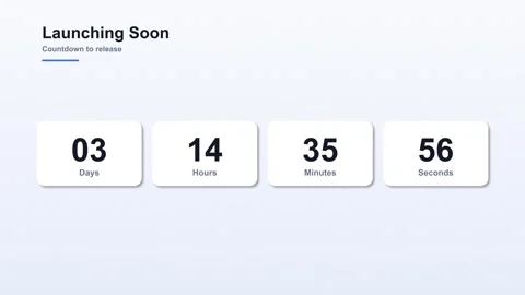 Launching soon countdown timer animation on light background Stock Footage 338370477