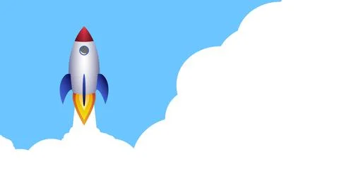 Launching space rocket against blue sky Stock-Illustration
