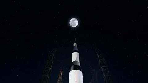 Launching a space rocket to the moon Stock Footage 332653011