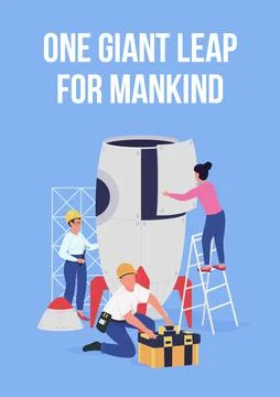 Launching space rocket poster flat vector template Illustrazione stock
