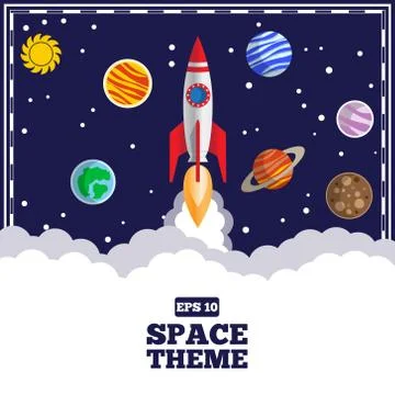 Launching a spacecraft. Stock Illustration