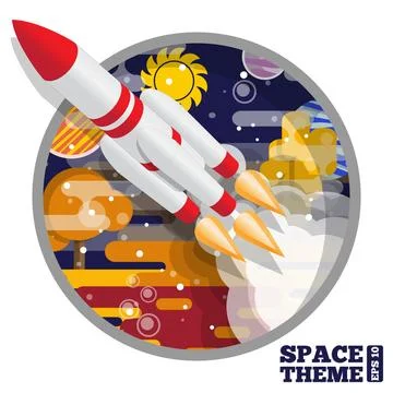 Launching a spacecraft. Stock Illustration