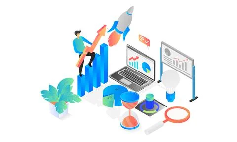 Launching start up rocket Stock Illustration
