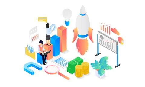 Launching start up rocket Stock Illustration