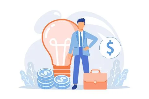 Launching startup project. Innovative ideas, creative businessman, profitab.. Stock Illustration