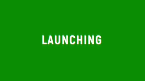 Launching text animated word with retro glitch effect green background Stock Footage 313461195