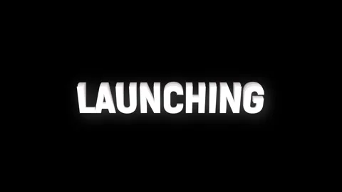 Launching text word animation with vertically rotating motion screen video Stock Footage 313548429