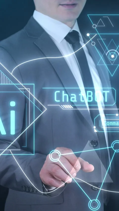 Launching the work of artificial intelligence through a virtual panel. Stock Footage 277667766