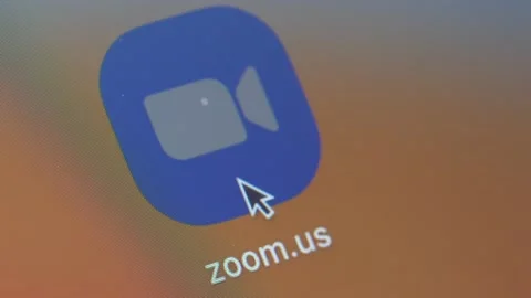 Launching ZOOM Application on a Laptop Computer Stock Footage 148240418