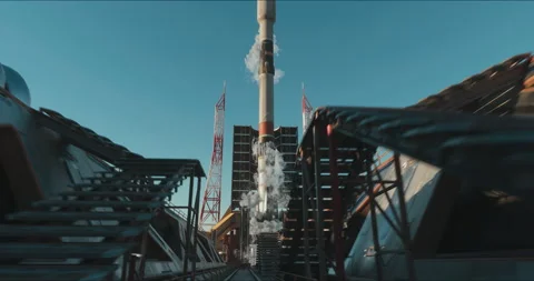Launchpad Complex, Preparing a rocket for launch with a crew on a space Stock Footage 244840816