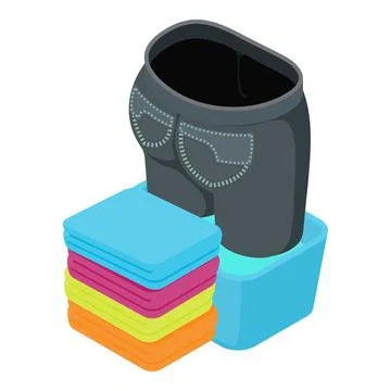Laundered clothes icon isometric vector. Stack of washed clothes near trousers Stockillustratie