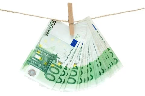 Laundering Money Isolated on a White Background Foto stock