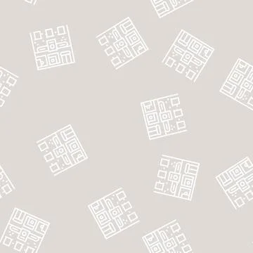 Laundromat building line seamless pattern Stock Illustration