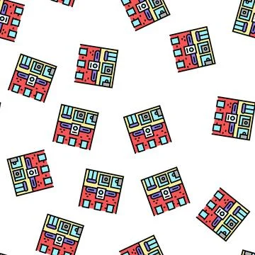 Laundromat building vector seamless pattern Stock Illustration