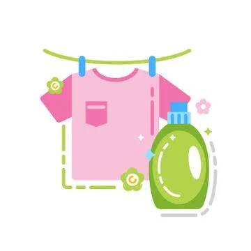 Laundry and drying flat color icon. Isolated flat template. Stock Illustration