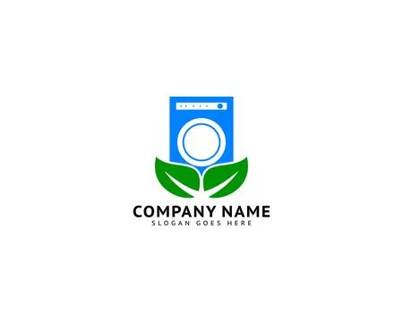 Laundry and leaf logo combination, Washing machine and eco symbol or icon Illustrazione stock