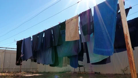 Laundry backyard outback Australia Stock Footage 96595691