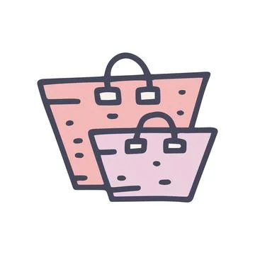 Laundry bags with handle color vector doodle simple icon Stock Illustration