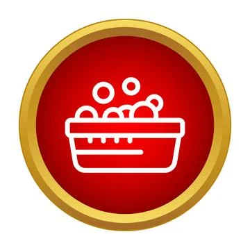 Laundry basin icon with soapy bubbles for washing 库存插图