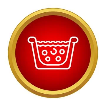 Laundry basin with water and bubbles line icon Stock Illustration