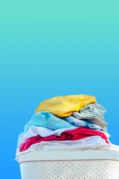 Laundry baske.on a blue background Stock Photos