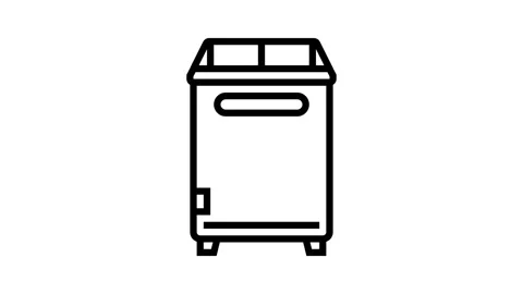 Laundry basket bedroom interior line icon animation Stock Footage 326136039