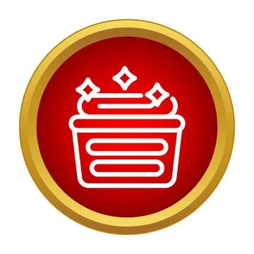 Laundry basket with clean clothes icon on red button Stock Illustration