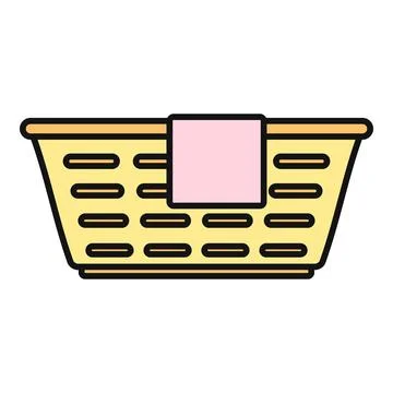 Laundry basket with clean clothes icon illustration Stock Illustration