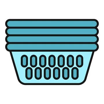 Laundry basket with clean folded clothes icon Stock Illustration