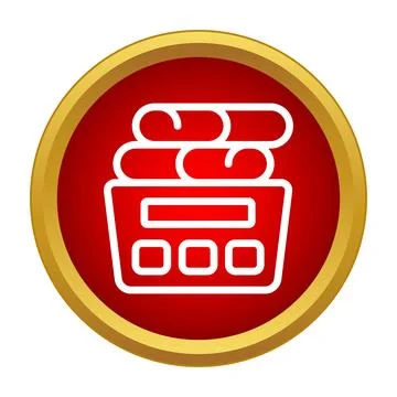 Laundry basket with clean folded towels icon Stock Illustration